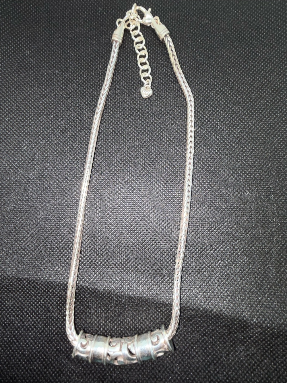 Brighton Silver-Tone Braided Necklace with Decorative Bead Tubes